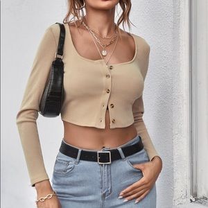 Shein cream ribbed top 🧸